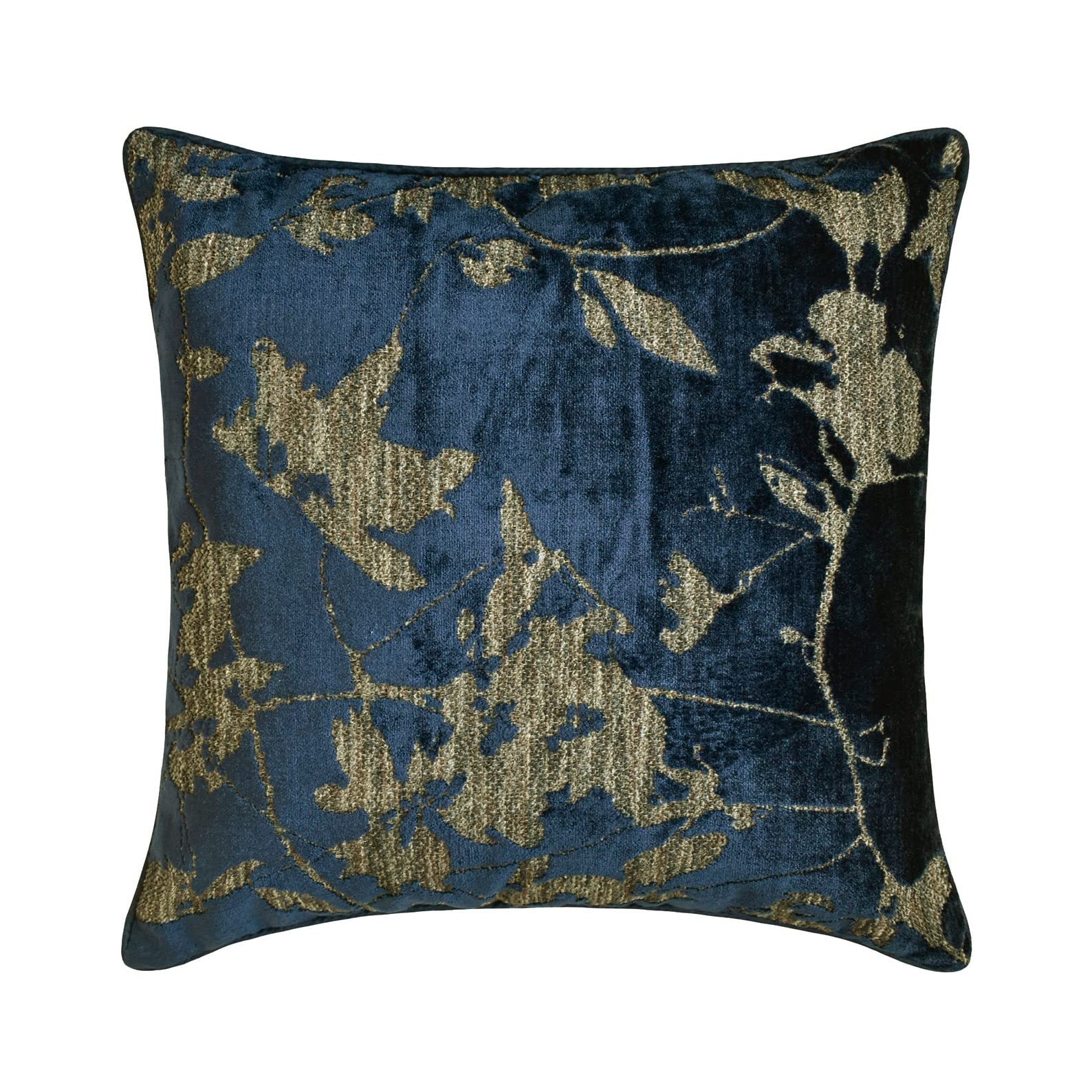 The HomeCentric Decorative Blue Pack of 2, 60x60 cm (24"x24") Accent Cushion Cases, Velvet Floral Accent Cushion Cases, Floral Pattern Modern Style - Azraq โ image 1