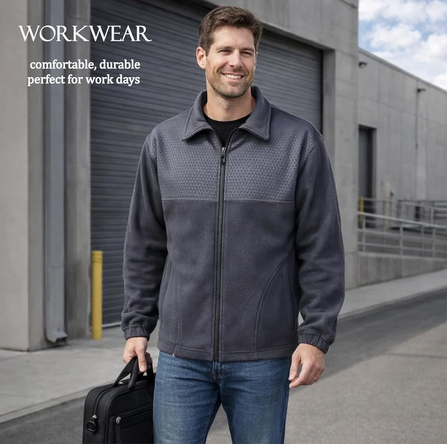 Akwa Fleece Jacket Men Full Zip Warm Lightweight Breathable Casual Soft Outerwear Design Made in USA with Pockets