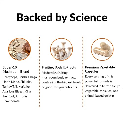 Miniatura 3 de Force Factor Cápsulas de hongos modernos suplemento de hongos para apoyar la energía el enfoque la inmunidad y la digestión con Cordyceps cola de