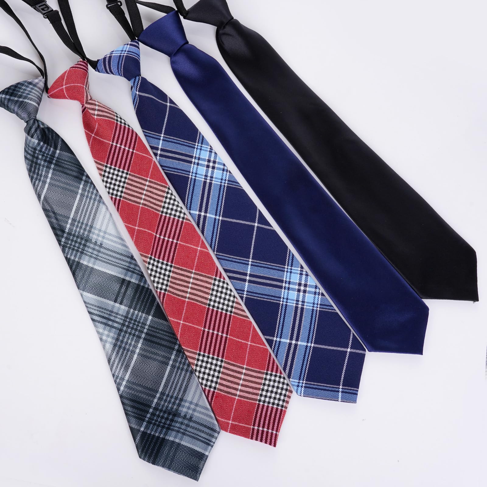 Sucrain 5 corbatas preatadas para el cuello ajustables para boda, graduación, escuela, cosplay, uniformes