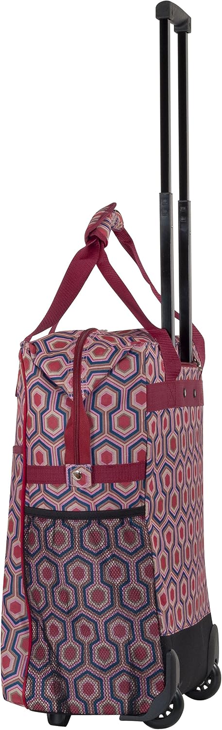CALPAK Big Eazy Bright Check 20-inch Rolling Shopping Tote Bag,Red Hex,One Size