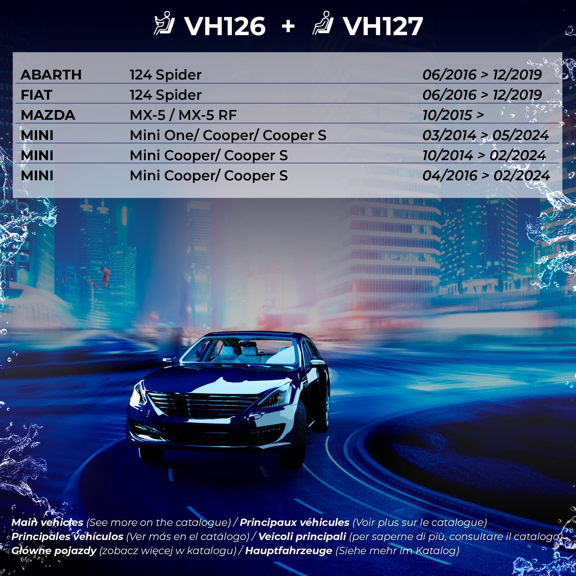 VALEO Silencio - Coppia di Spazzole Tergicristallo Premium Ibride per la Sostituzione del Ricambio Originale per Tutte le Stagioni VH126 + VH127 - Anteriore, Lunghezze: 450mm + 480mm - 574726 + 574727