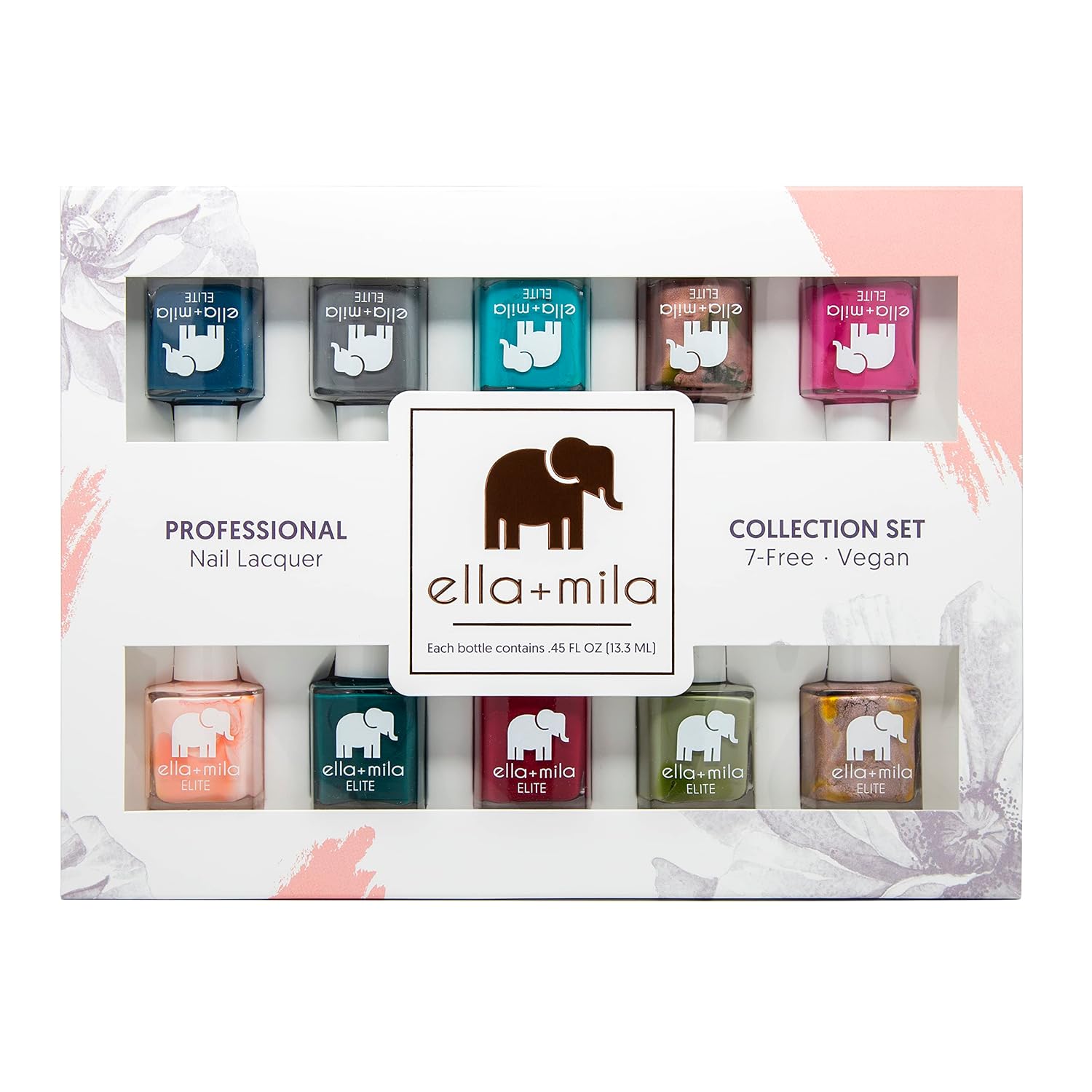ella+mila Professional Nail Polish Set - Quick Dry Nail Polish - Long-Lasting & Chip Resistant Color Kit (Elite Collection B - 10 Pack - 0.45 fl oz each)