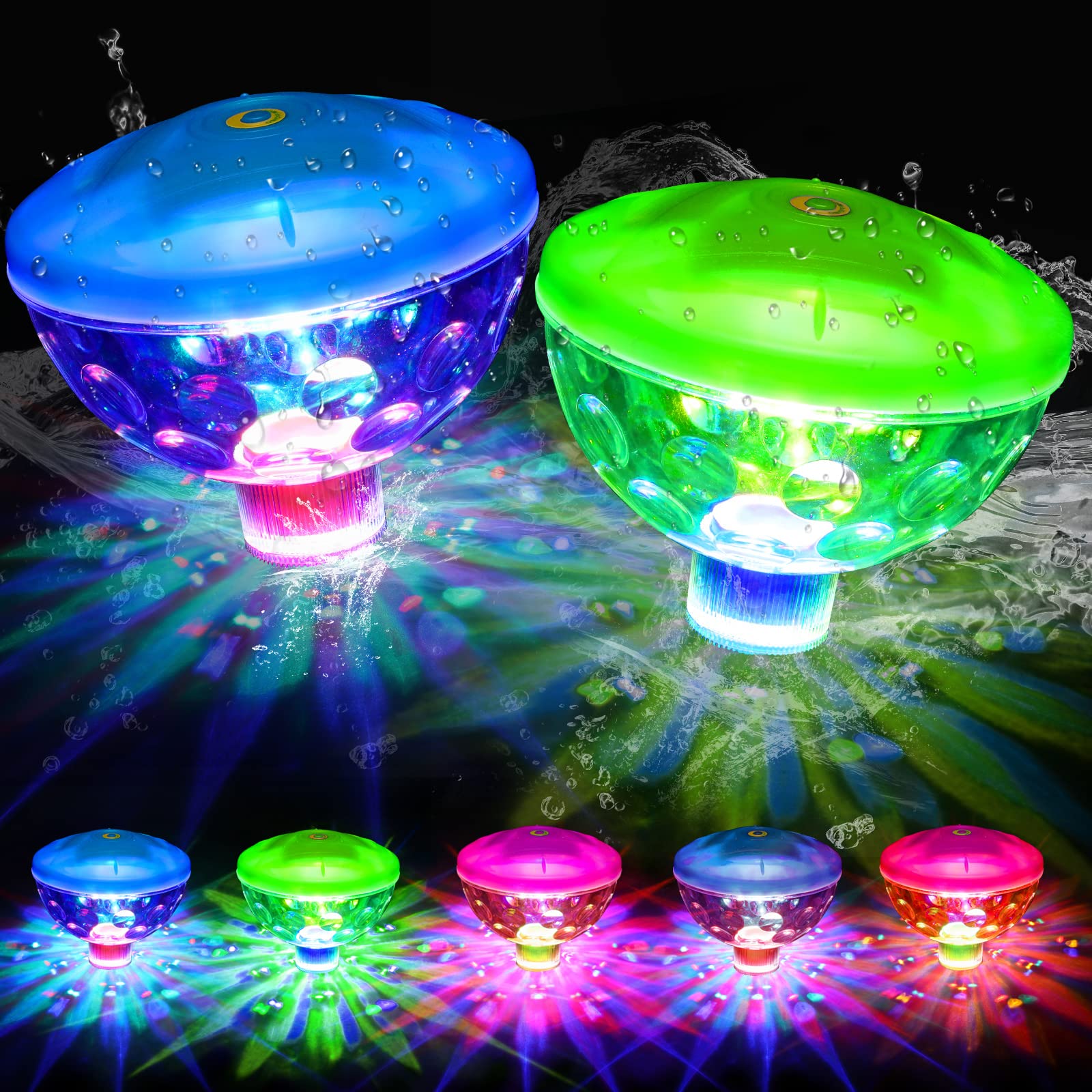 Zhehao 2 Pcs Swimming Pool Lights Floating Pool Lights Floating Lights for Pool Waterproof 5 Lighting Modes LED Lights for Pools Lawn Disco Pool Party