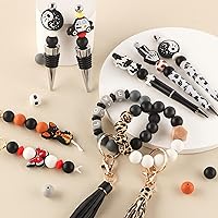 Vista 4 de Sunrony 70 cuentas de silicona para hacer collares, cuentas redondas de silicona a granel de 0.591 in para bolígrafos (negro)