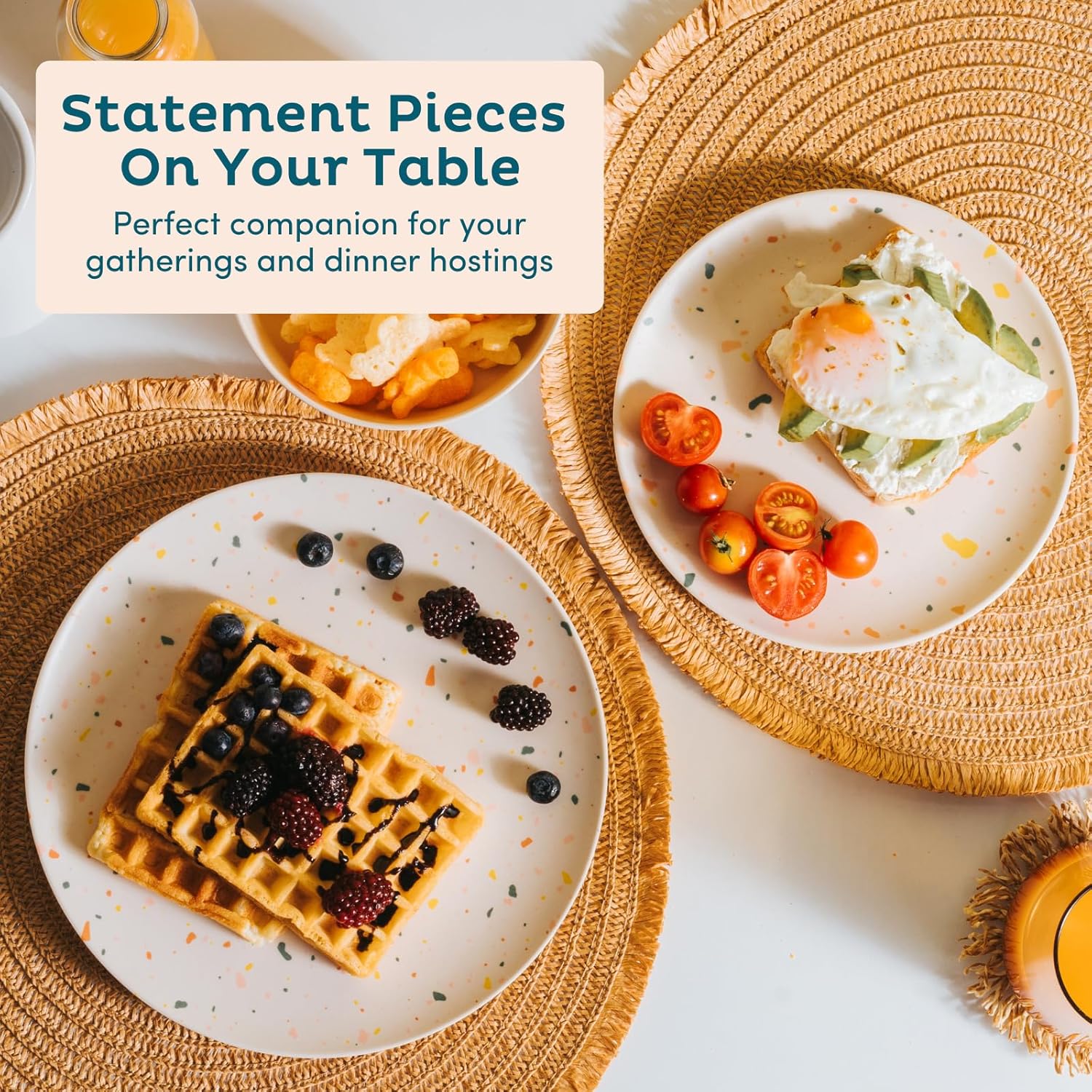 Nook Theory 4 Pack Reusable Bamboo Plates - Non-Toxic Toddler and Kids Plate, Dishwasher Safe, Not Microwavable Dinnerware (Celebration 8") - Image 3