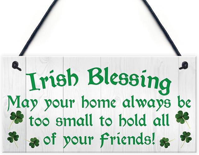 RED OCEAN Irish Blessing Friendship Novelty Hanging Plaque Lucky Home St Patricks Day Sign