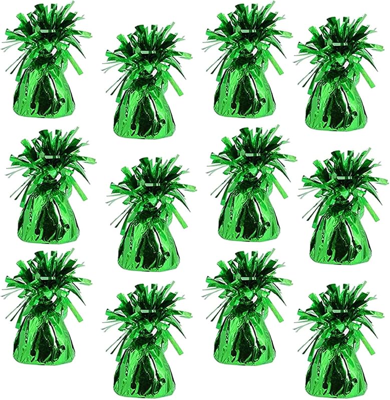 12-Count Green Metallic Balloon Weights, Birthday Party Favors, Novelty and Gag Gifts, 5.5" Inches, 12-Pack (Green)