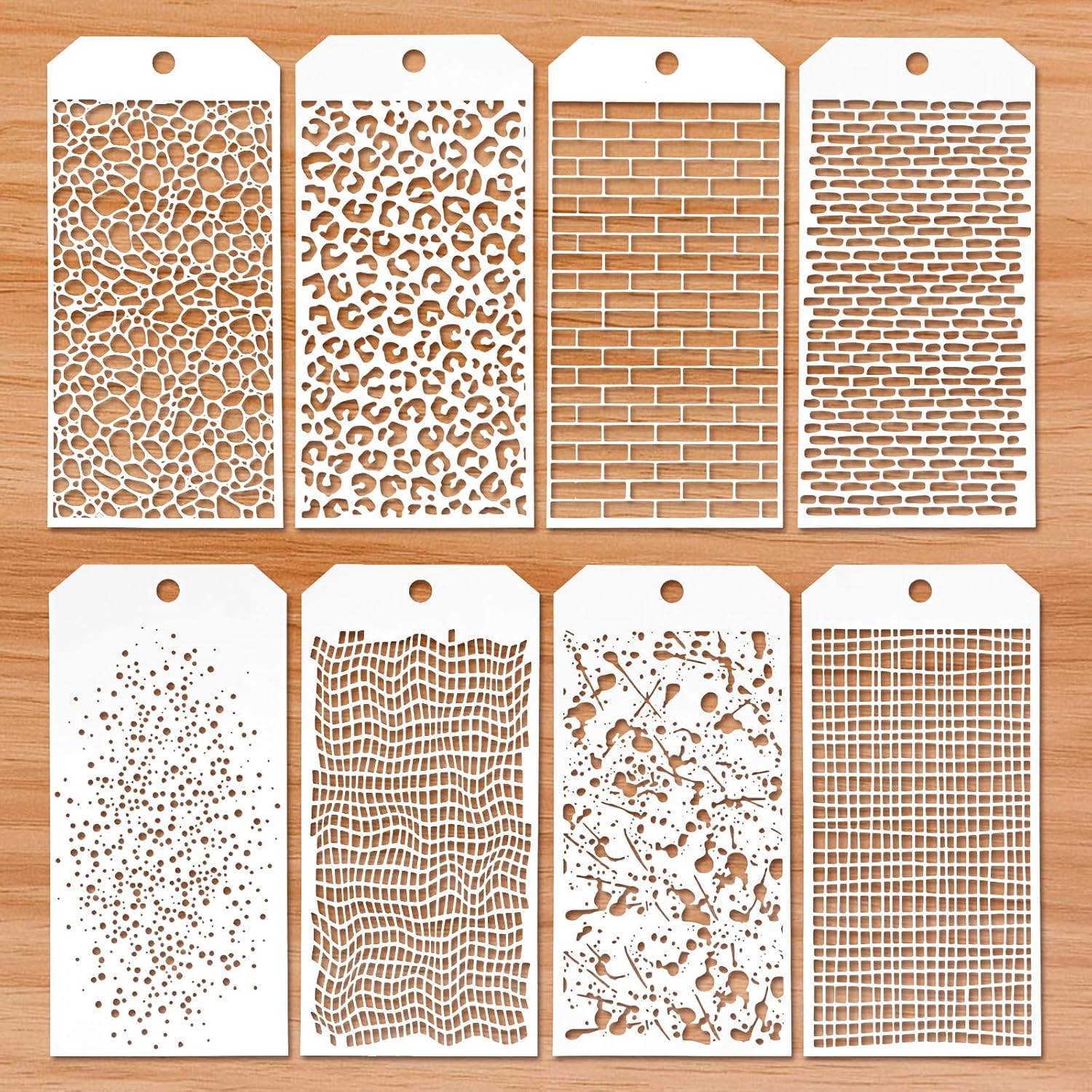 JIEYAO 8 Pcs Stencils for Crafts, Leopard Brick Dot