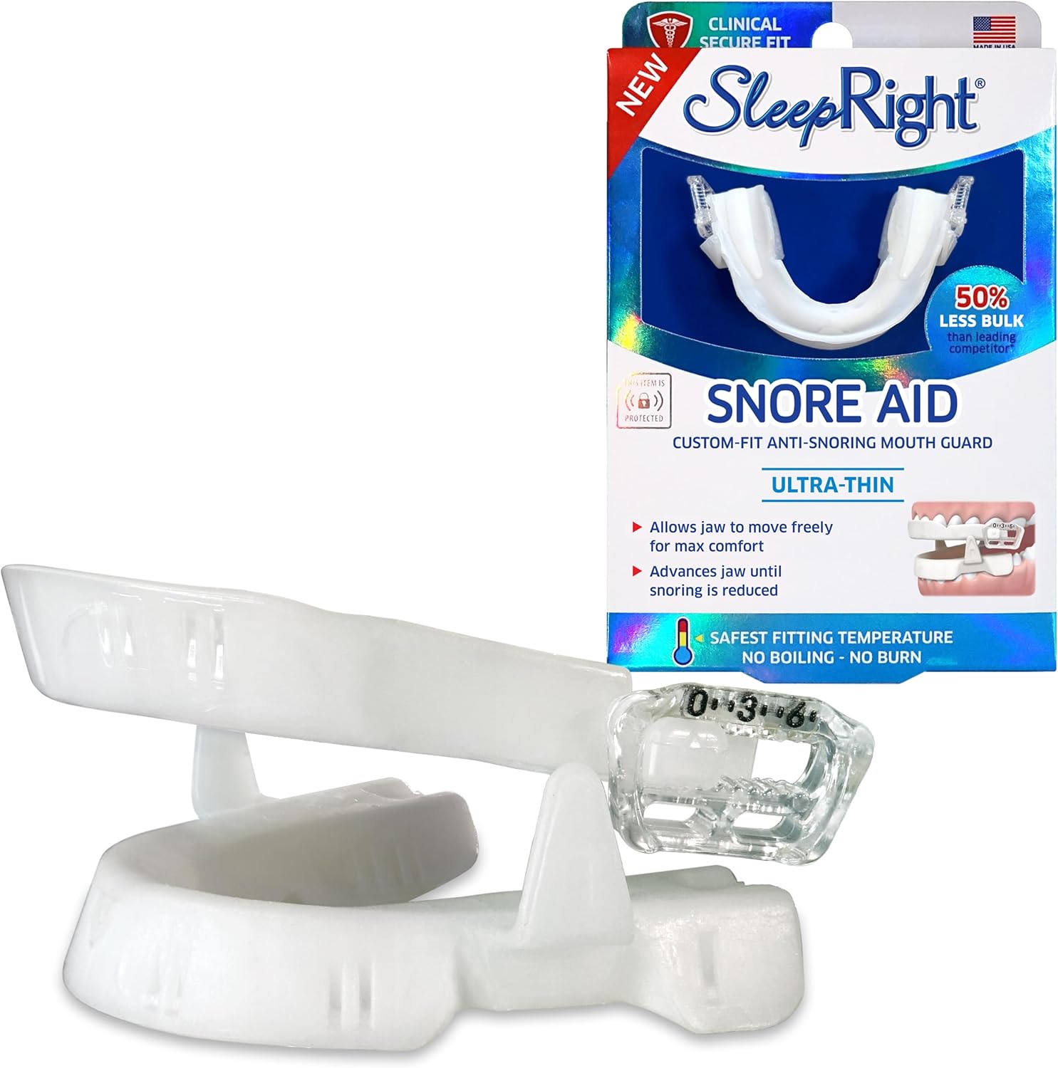 SleepRight Snore Aid  FDA Cleared for Snoring  Anti-Snoring Device  Adjustable Snore Stopper for Men and Women  Comfortable Snoring Solution  Effective Snore Reducing Aid That Works