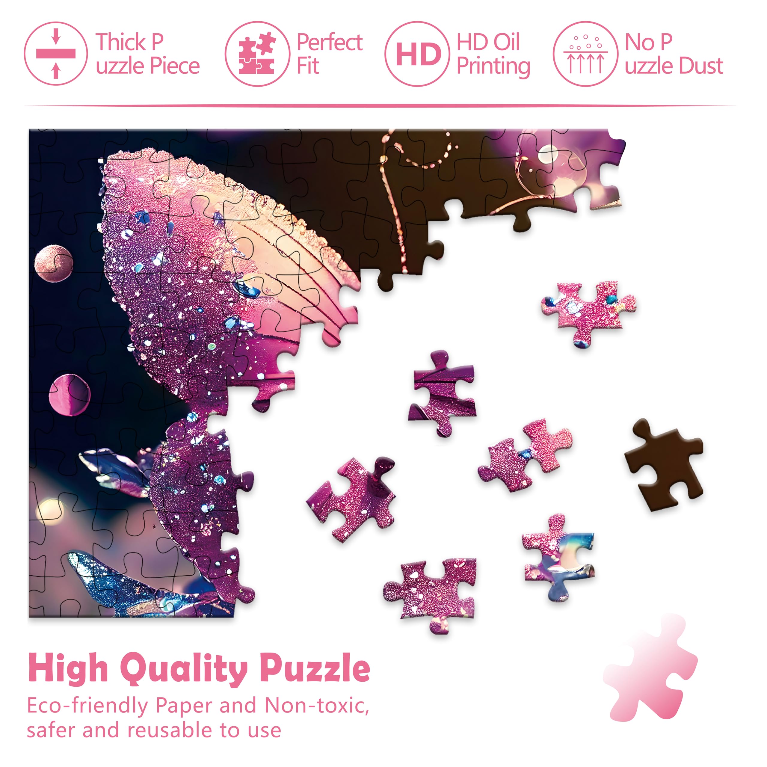 CREAFOMIFE 1024 Piece Jigsaw Puzzle for Adults Red Butterfly Large Puzzle, Gift for Adult Puzzle Lovers ( 24 x 24Inches ) - Image 3
