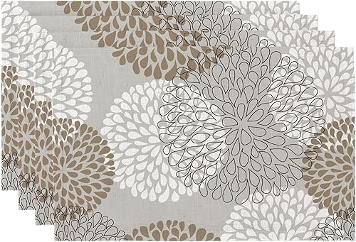 QIYI Juego de 4 manteles individuales bohemios de 12 x 18 pulgadas, manteles individuales de tela de lino para cocina y comedor, manteles