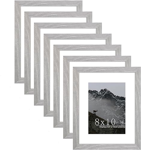 Vista 100 de Picrit Juego de 7 portarretratos de 5 x 7 pulgadas, para exhibición de 5 x 7 con paspartú o de 4 x 6 sin paspartú, marcos de fotos para montaje