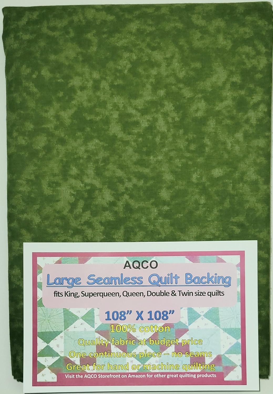 Quilt Backing, Large, Seamless, Loden Green, from AQCO, 108"x108"