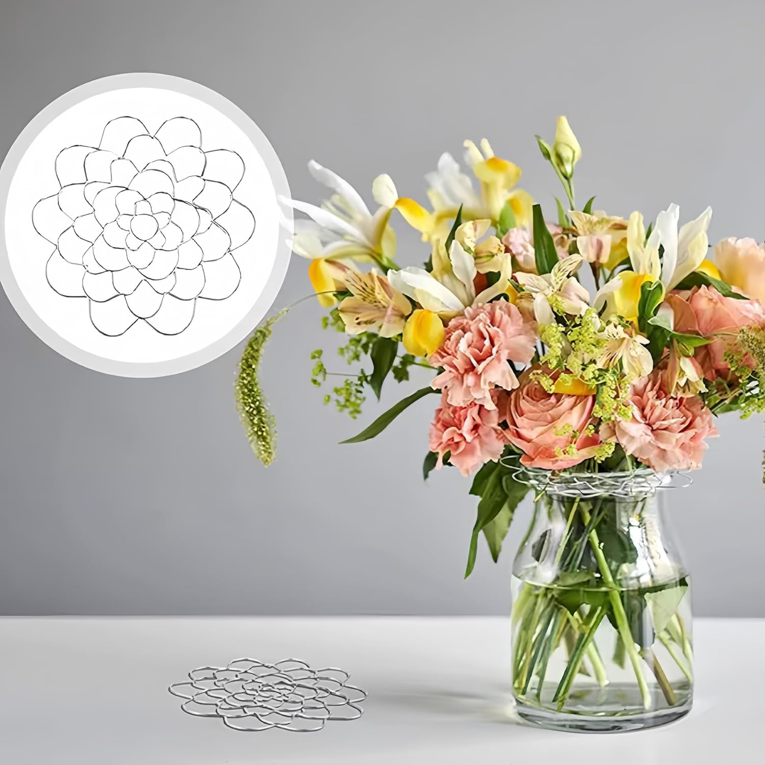uvbws 3PCS Flower Frog for Floral Arrangements, Metal Floral Frog Pin Holder ，Stainless Steel for Vase Stems Bouquets，for Floral Plant Vase Stems Bouquets Fixation(5'', 6'', 7'' ）