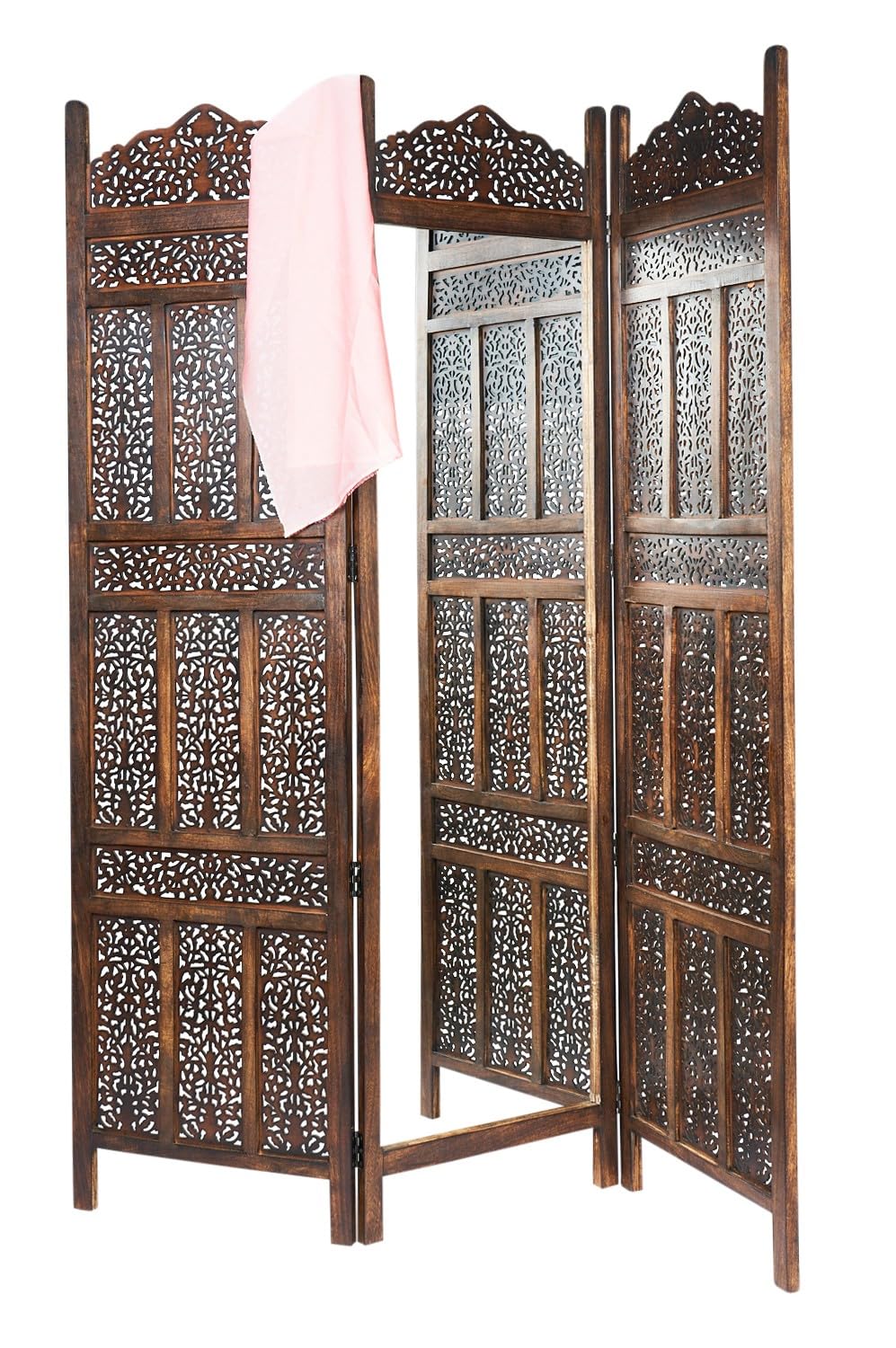 Elroi - Biombo oriental moderno de madera y MDF (150 cm), color marrón