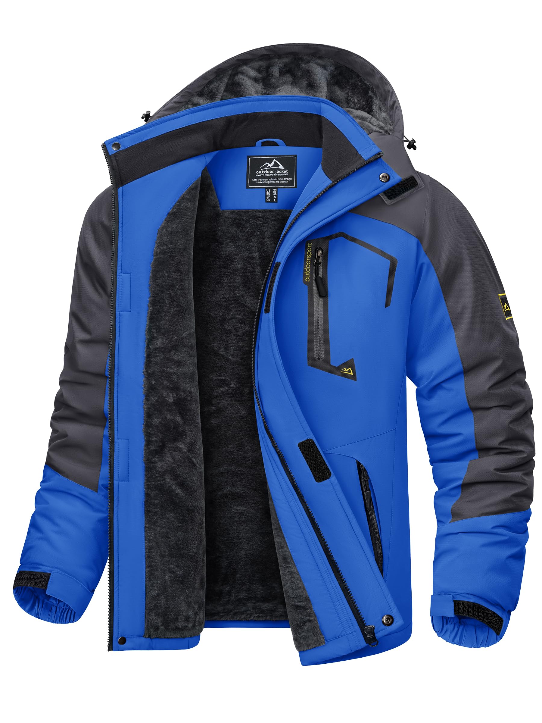 KEFITEVD Hombre Impermeables Lana Chaquetas Impermeables Esquí Cálidos Invierno Abrigos Térmicos Exteriores Abrigos con Capucha Desmontable — view 14