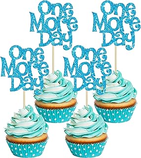 Gyufise 30Pcs One More Day Cupcake Toppers Glitter Wedding Rehearsal Dinner Cupcake Picks Decoration for Wedding Countdown Theme Party Cake Decorations Supplies Blue