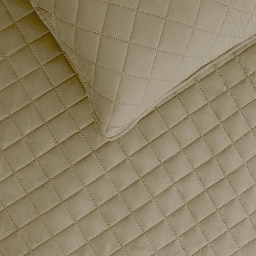 Miniatura 3 de Easy-Going - Juego de colcha reversible con 1 funda de almohada, tamaño individual, suave, resistente al agua y manchas, microfibra ligera, beige y