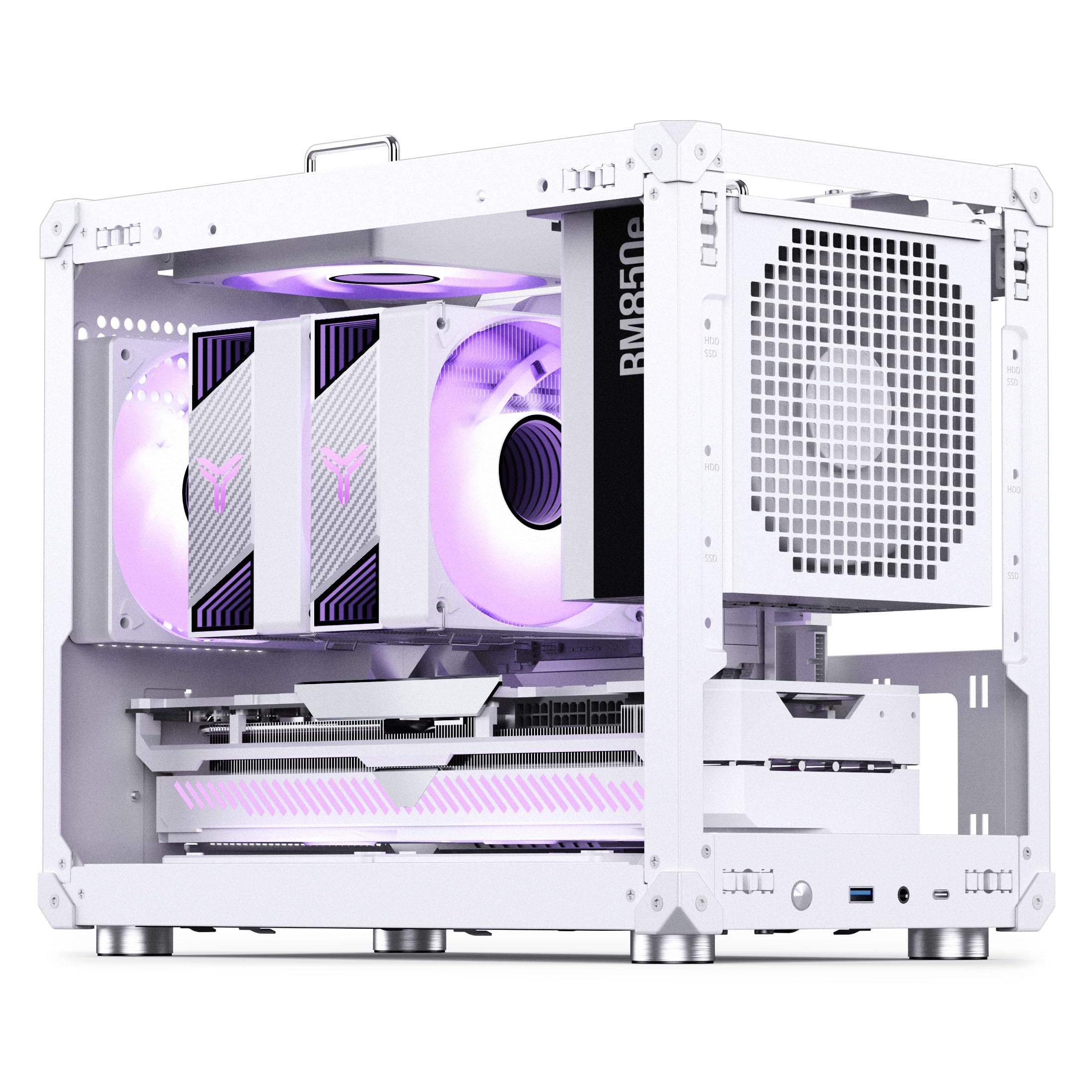 Jonsbo C6 MAX Case PC bianco – case mATX compatto con maniglia, mesh per il flusso d’aria, spazio per GPU fino a 335mm, dissipatore CPU fino a 170mm, 5 posizioni per ventole