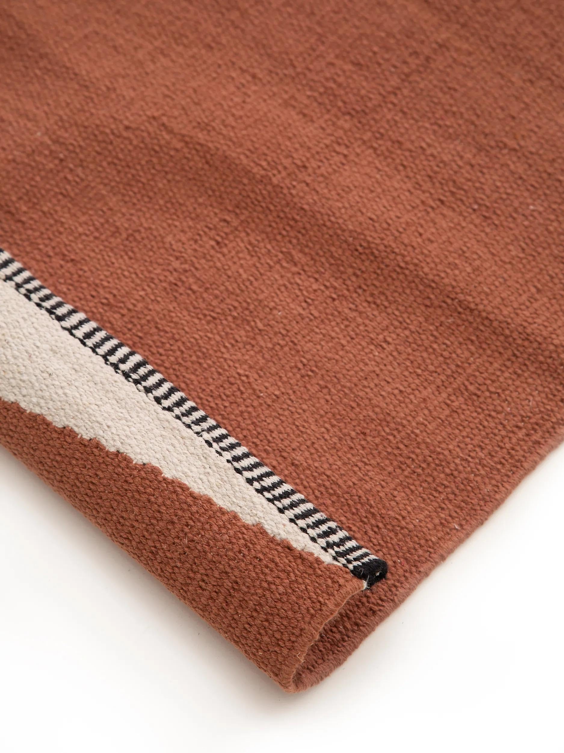 benuta Pop Lenny Tapis en coton - Terracotta 70 x 200 cm - 100 % coton - Chemin de couloir & style : abstrait, géométrique, rayures, minimaliste, naturel, rétro, facile d'entretien, pour salon
