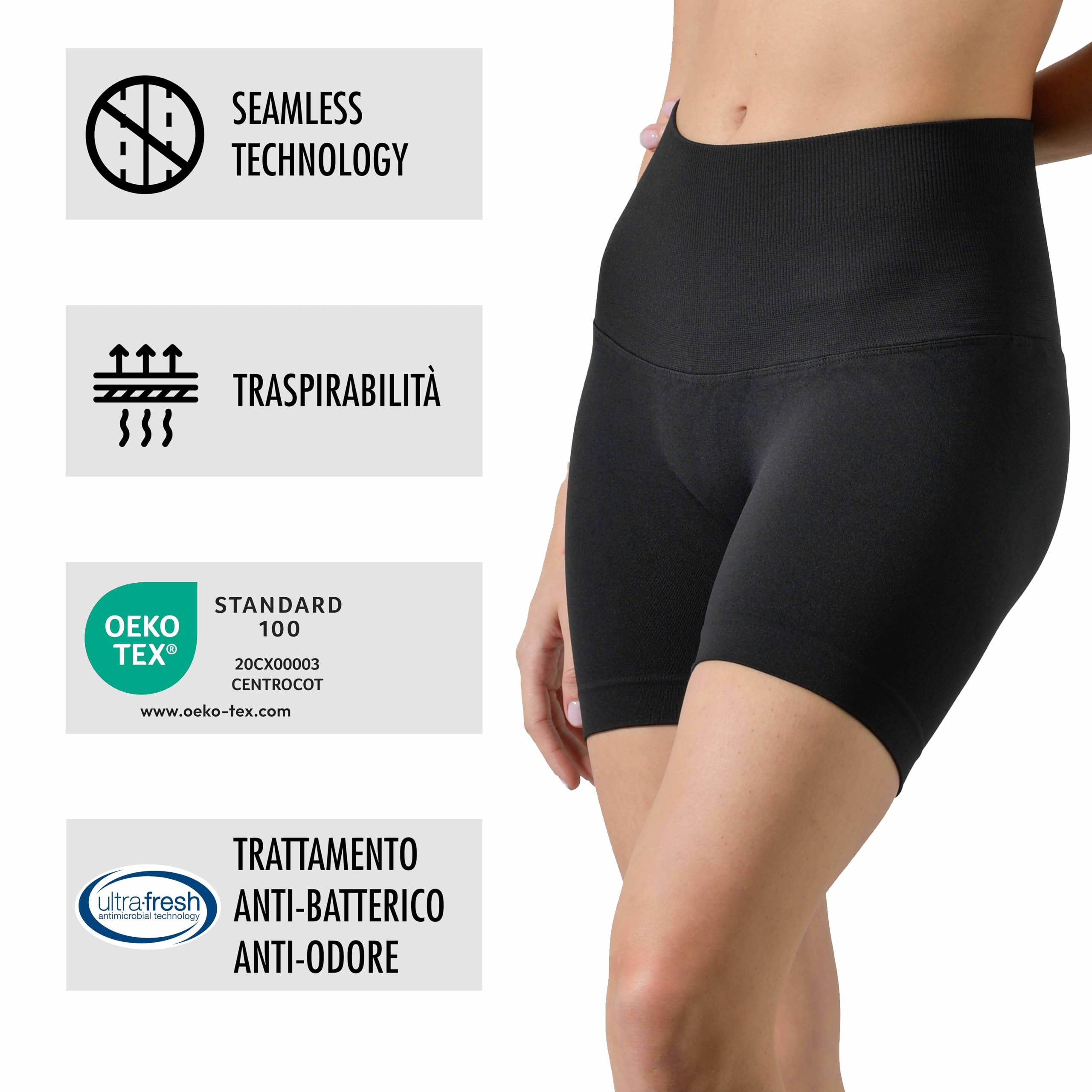 Risalti Leggins Push Up Shorts Donna Sportivi Sculpt - Pantaloncini Donna, Leggins Sportivi Donna Yoga e Fitness, Leggings Donna Vita Alta Senza Cuciture - 100% Made in Italy