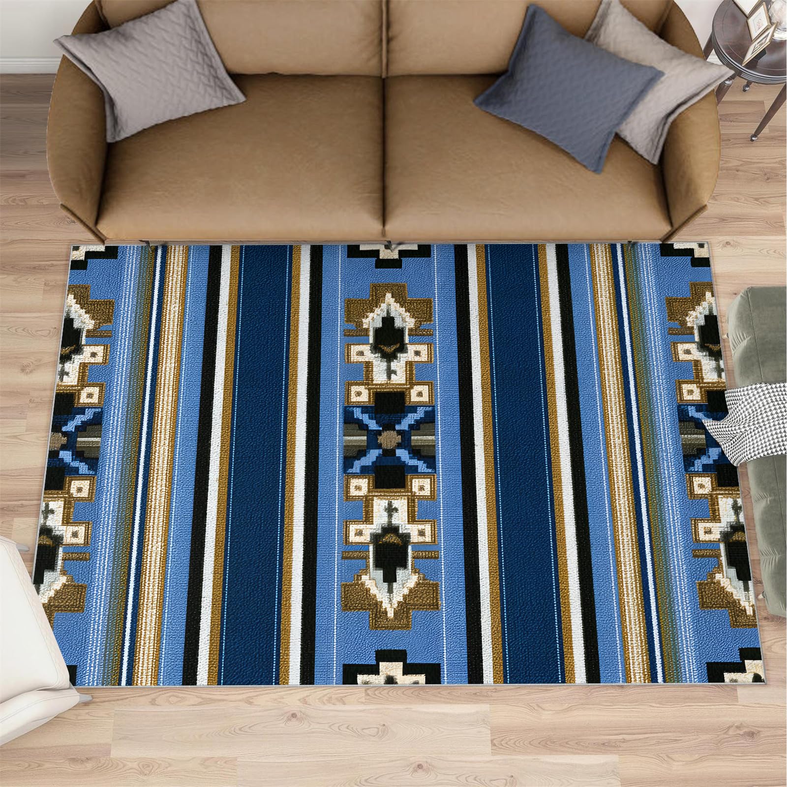 Tapis western pour chambre à coucher, tapis géométrique pour salon, tapis aztèque lavable, antidérapant, doux, à poils courts pour intérieur et décoration d'intérieur