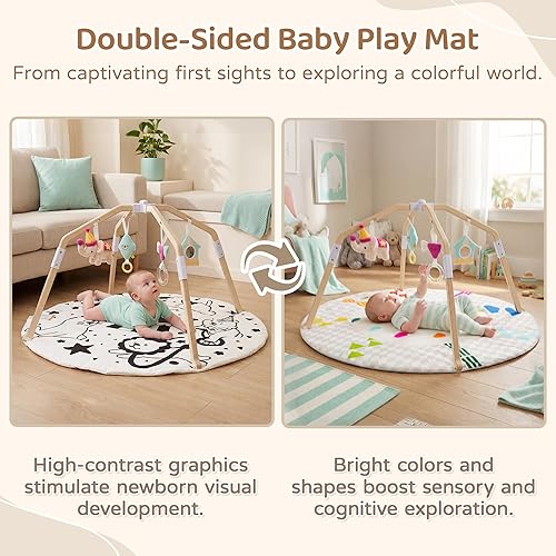 Miniatura 3 de Bella's Friends Tapete de gimnasio para bebé, tapete de actividad para bebé para suelo con 4 juguetes sensoriales desmontables, alfombrilla de