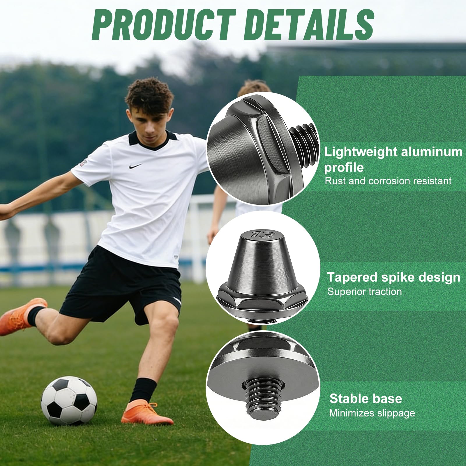 Crampons de Rechange pour Chaussure de Foot 11mm/13mm/15mm, M5 avec Clé d'Aluminium