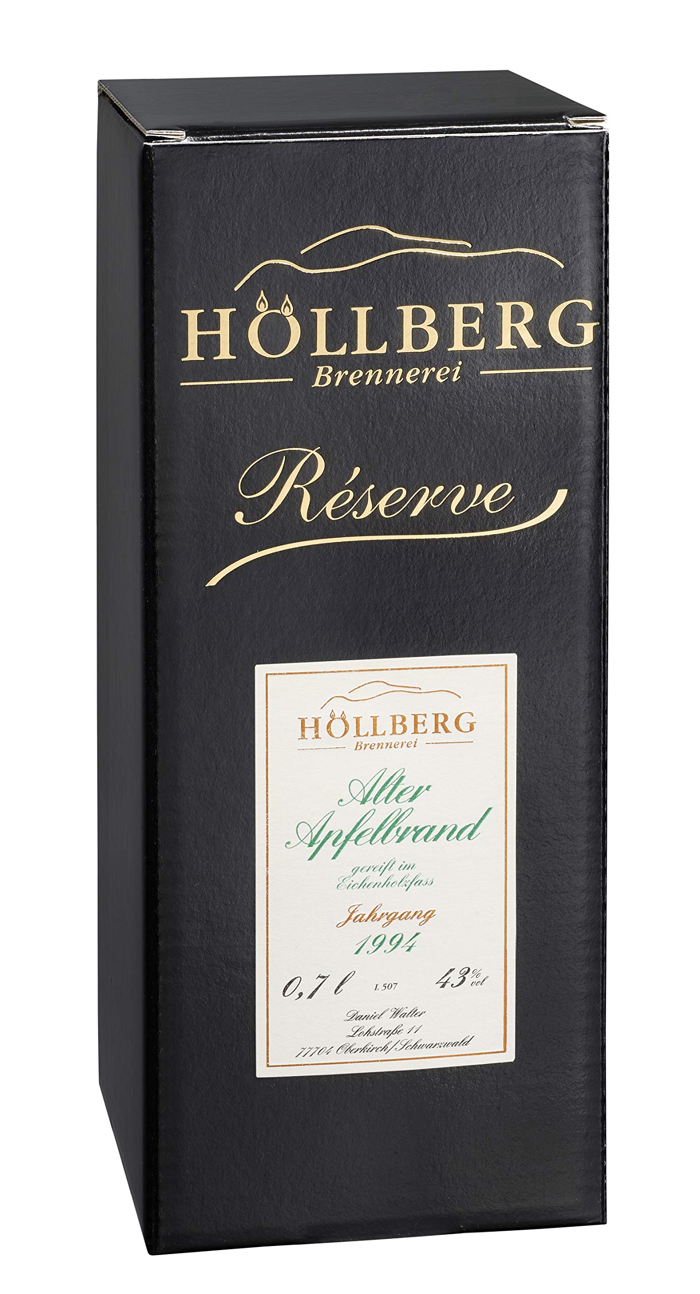 Apfelbrand "Höllberg" 43% vol., Jahrgang 1994, (1 x 0.7 Liter) - Apfelbrand eichenfass