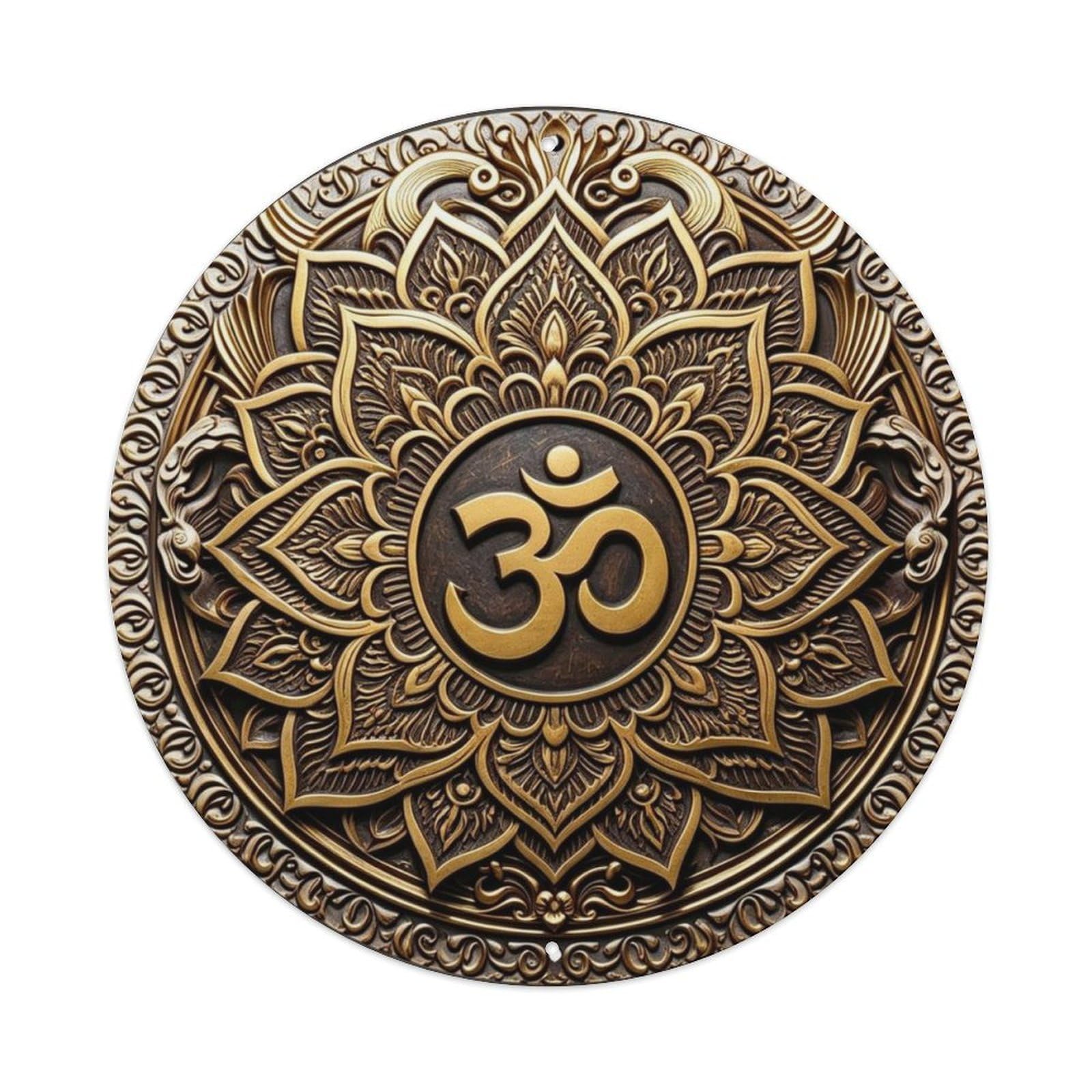 Sacred Mandala Om 3D Carved Metal Tin Sign Plaque