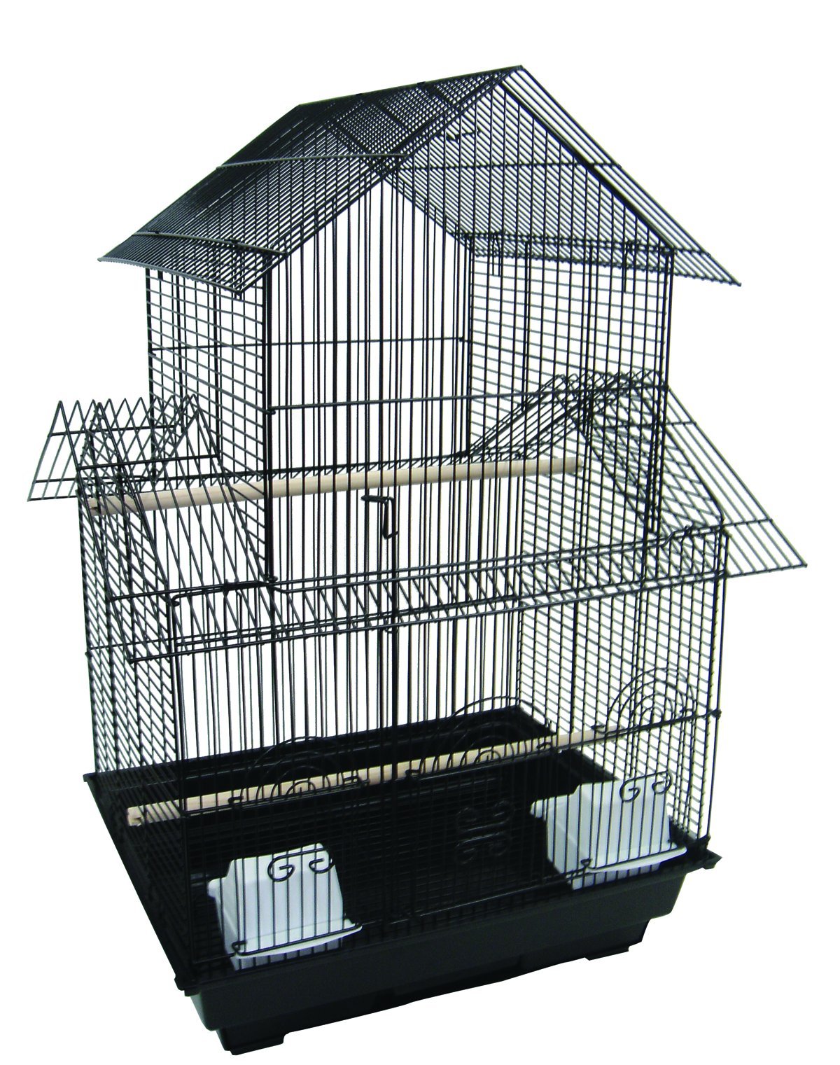 YML 5944 3/8" Bar Spacing Pagoda Bird Cage with Stand, 18" x 18"/Small, Black