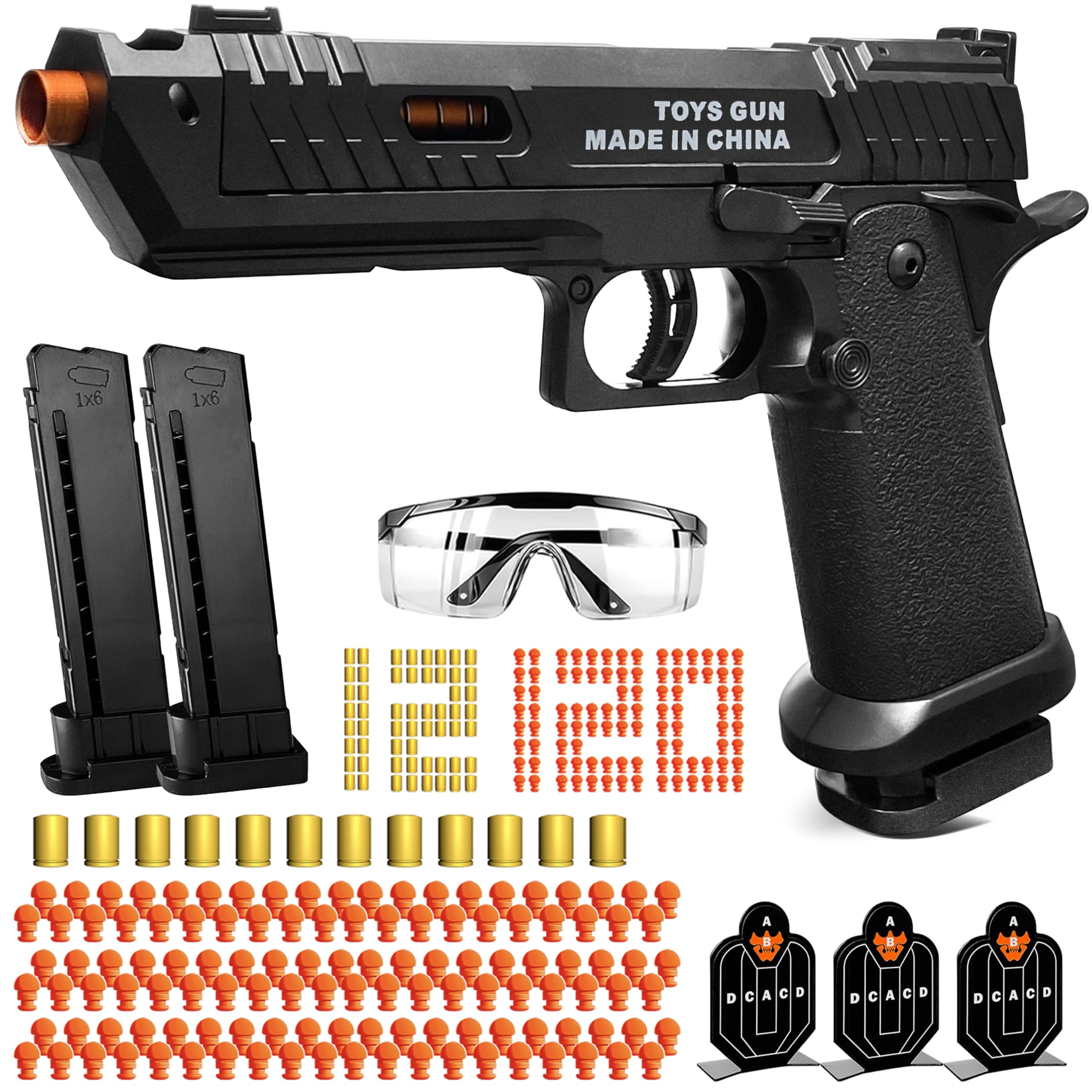 Shell Ejecting Toy Gun, Semi-Automatic Kids Toy Pistol with Ejecting Shells, Soft Bullet Toy Guns for Boys 8-12, Outdoor Shooting Games Educational Model