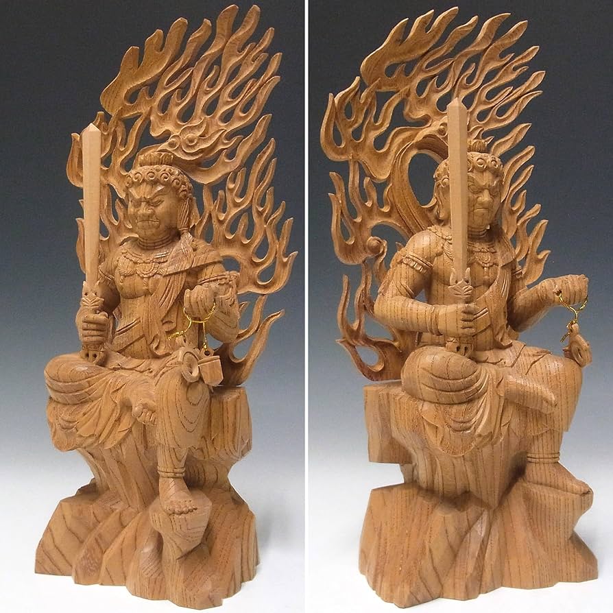 Amazon｜欅 不動明王 半跏像 33cm 木彫り 仏像｜仏像 オンライン通販