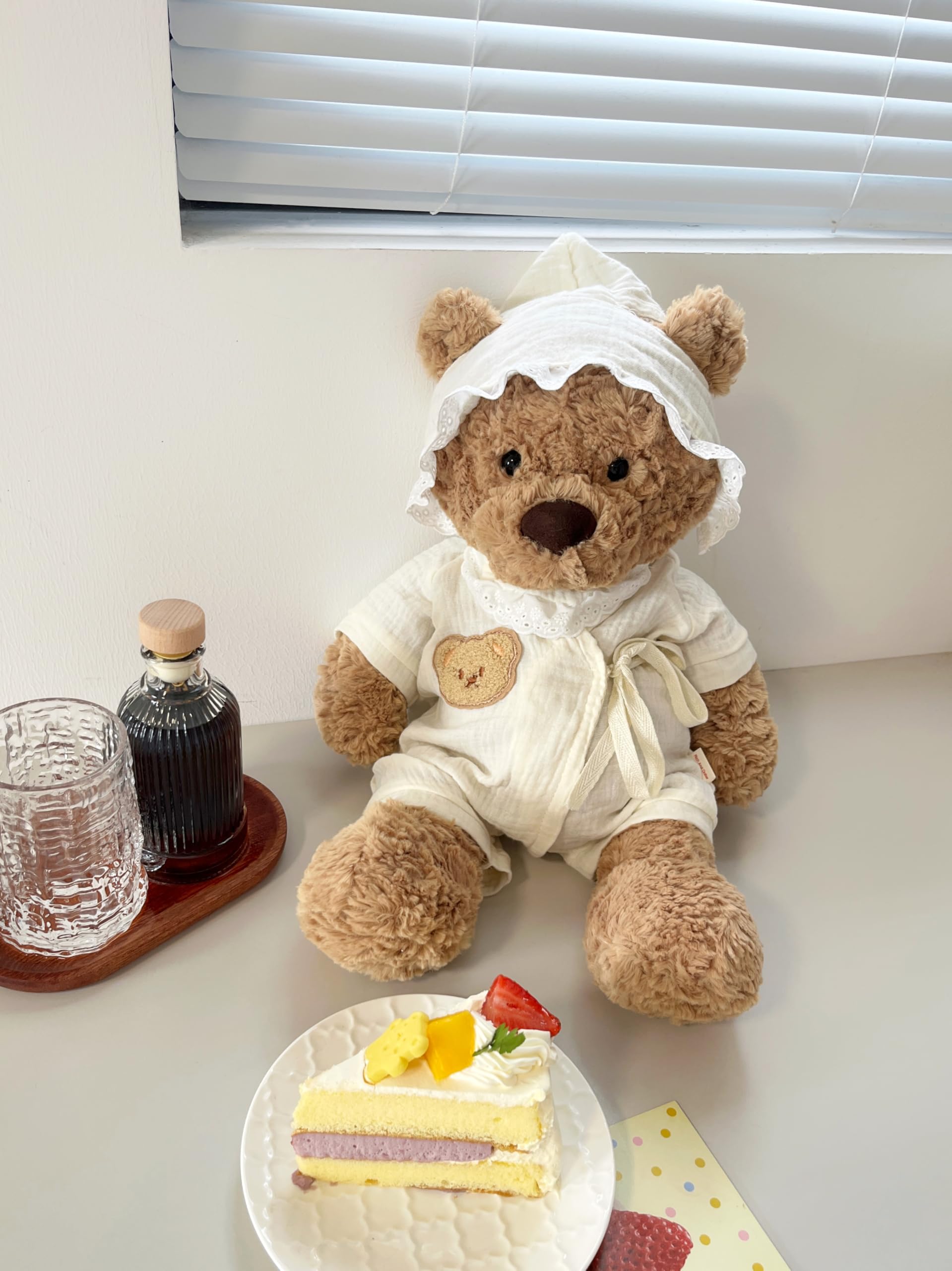 LICHADUOLE 3pc Cute Doll Clothes Set for Bunny and Bumbly Bear,Stuffed Animal Outfits Fits,9-12Inch Teddy Bear Clothes, Clothes only Without Doll.(3pc Includes 1 Doll hat, 1 bib,1 Jumpsuit)