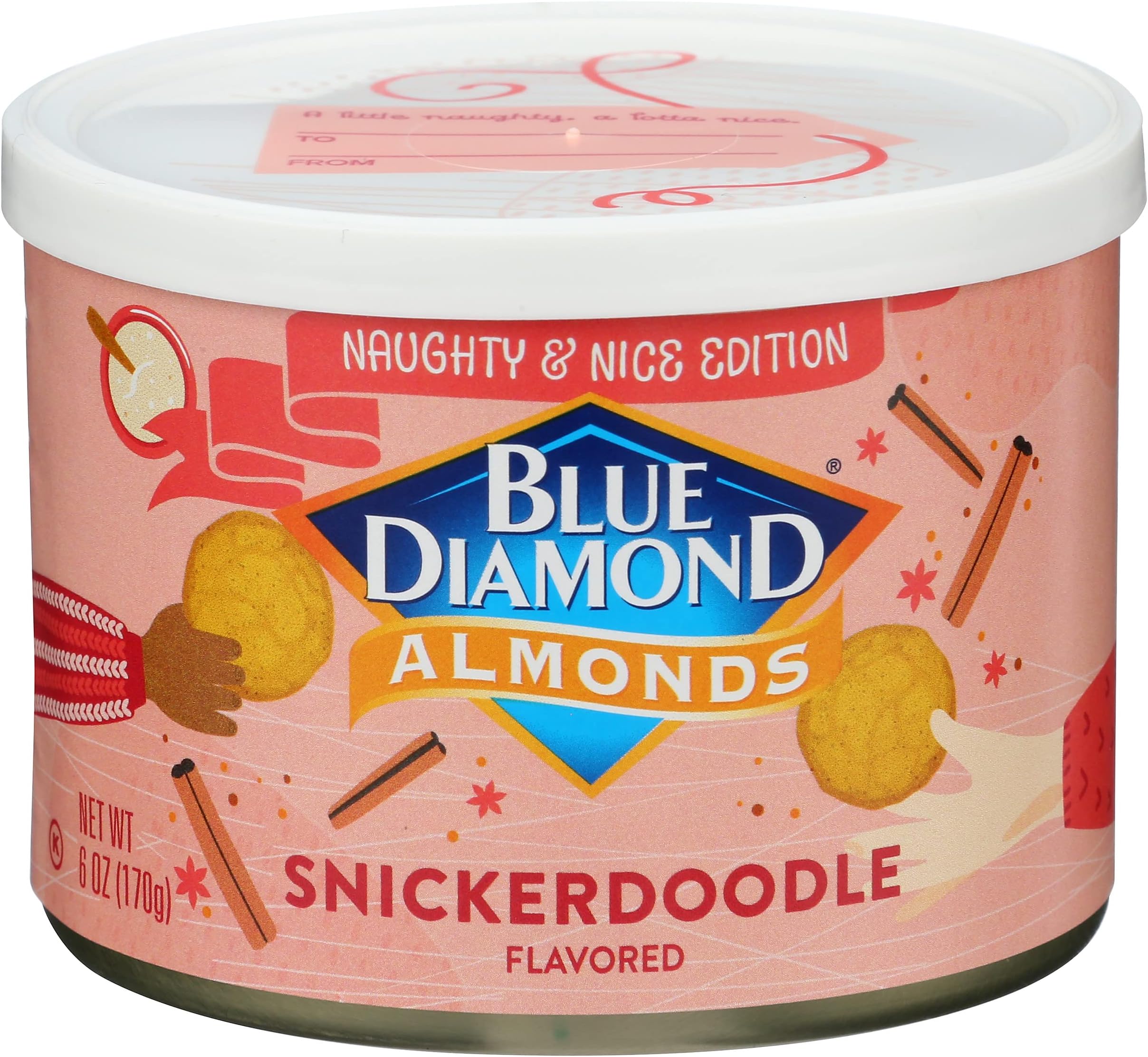 Blue Diamond Almonds, Snickerdoodle Holiday Snack Nuts, 6 oz Resealable Can