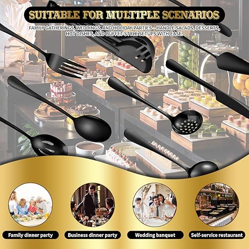 Miniatura 4 de Juego de Utensilios de Servir de Acero Inoxidable de 36 Piezas  Elementos Esenciales Completos para Buffet con Cucharas, Tenedores, Pinzas, Cucharón