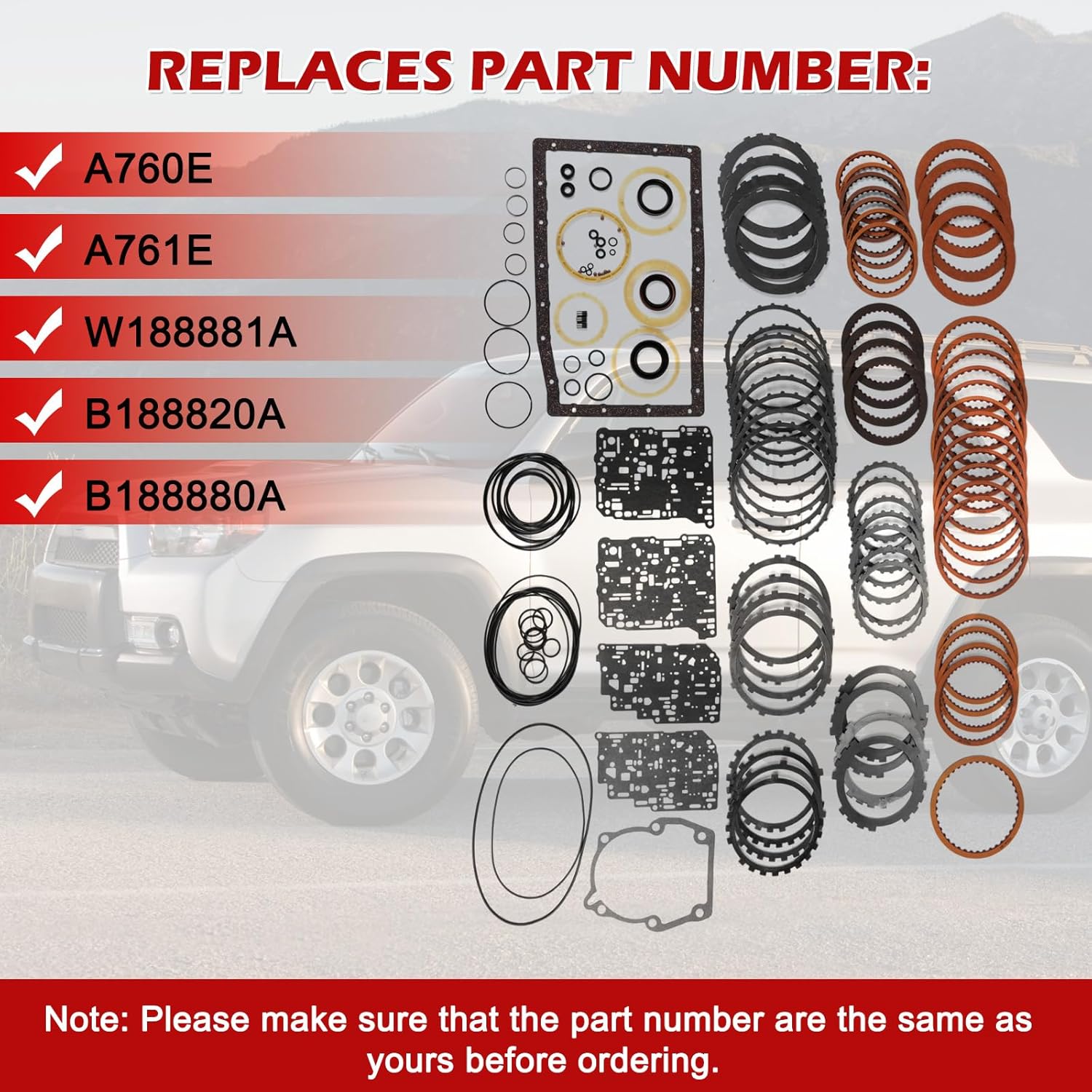 A760E A761E Transmission Overhaul Rebuild Kit for 2004-2009 Toyota Crown GS300 GS350 GS430 IS250 IS350 LS430 LX570 SC430 Auto Transmission Master Rebuild Kit