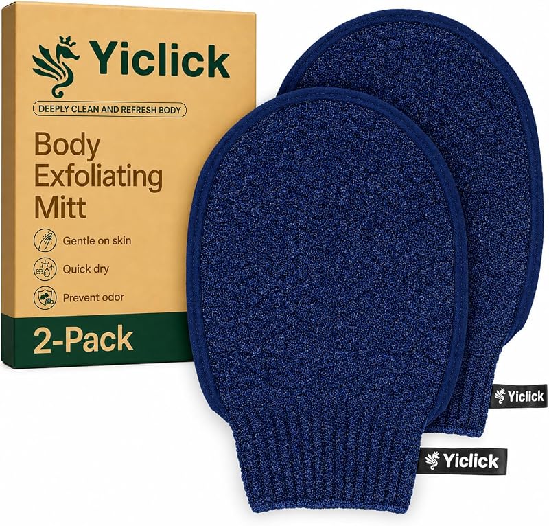 Luva esfoliante para banho Yiclick, 2 unidades