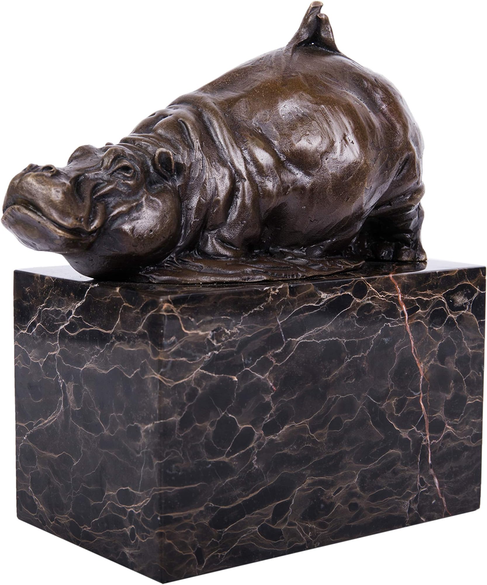 ToperkinBronze Statues Animal Sculptures Hippopotamus Figurine Garden Statue TPAL-270