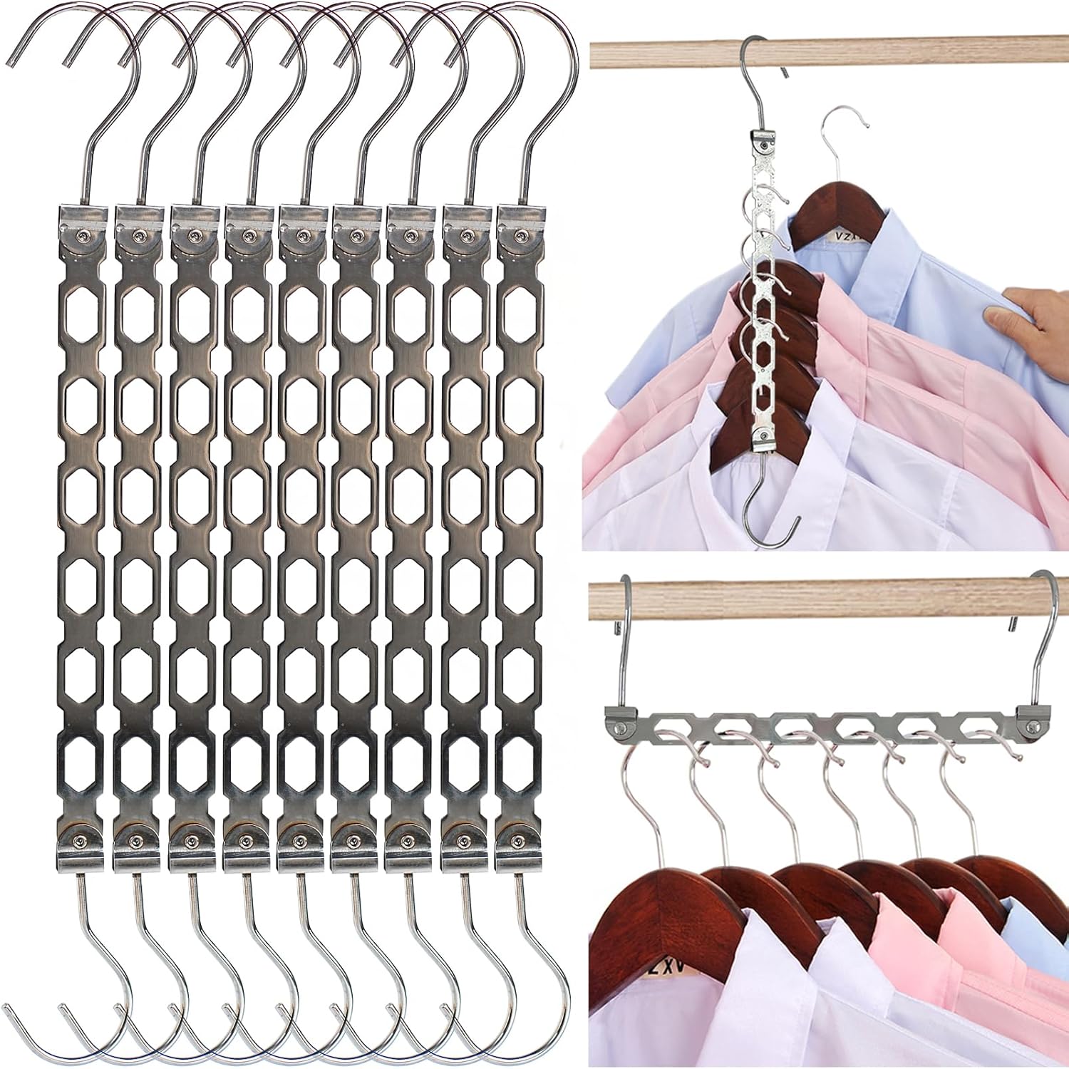 Hangers Space Saving, Metal Hanger Organizer, Closet Space Savers, Collapsible Magic