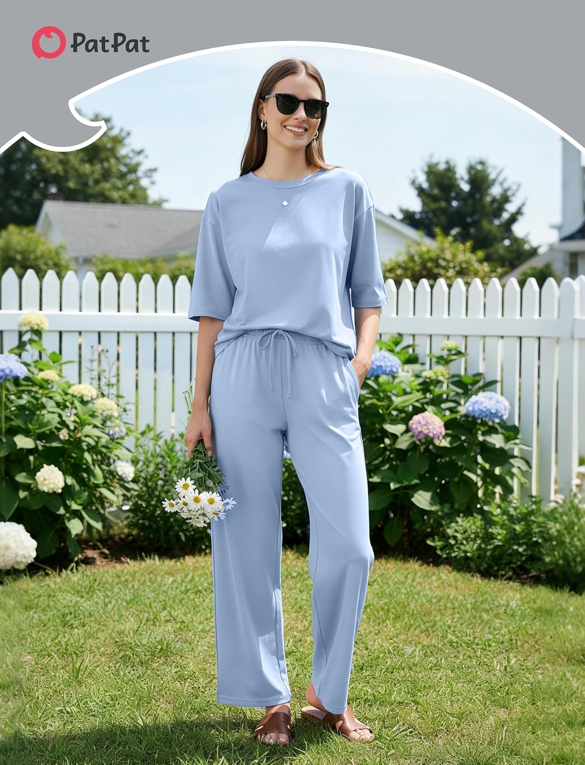 PATPAT Lounge Sets for Women Short Sleeve Pajama Set Soft Comfy Elastic Pjs 2 Piece Loungewear Outfits with Pockets, S-XXL