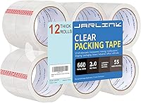 Vista 1 de JARLINK Cinta de embalaje transparente (12 rollos), cinta de embalaje resistente para embalaje de envío, sellado en movimiento, 1.88 pulgadas