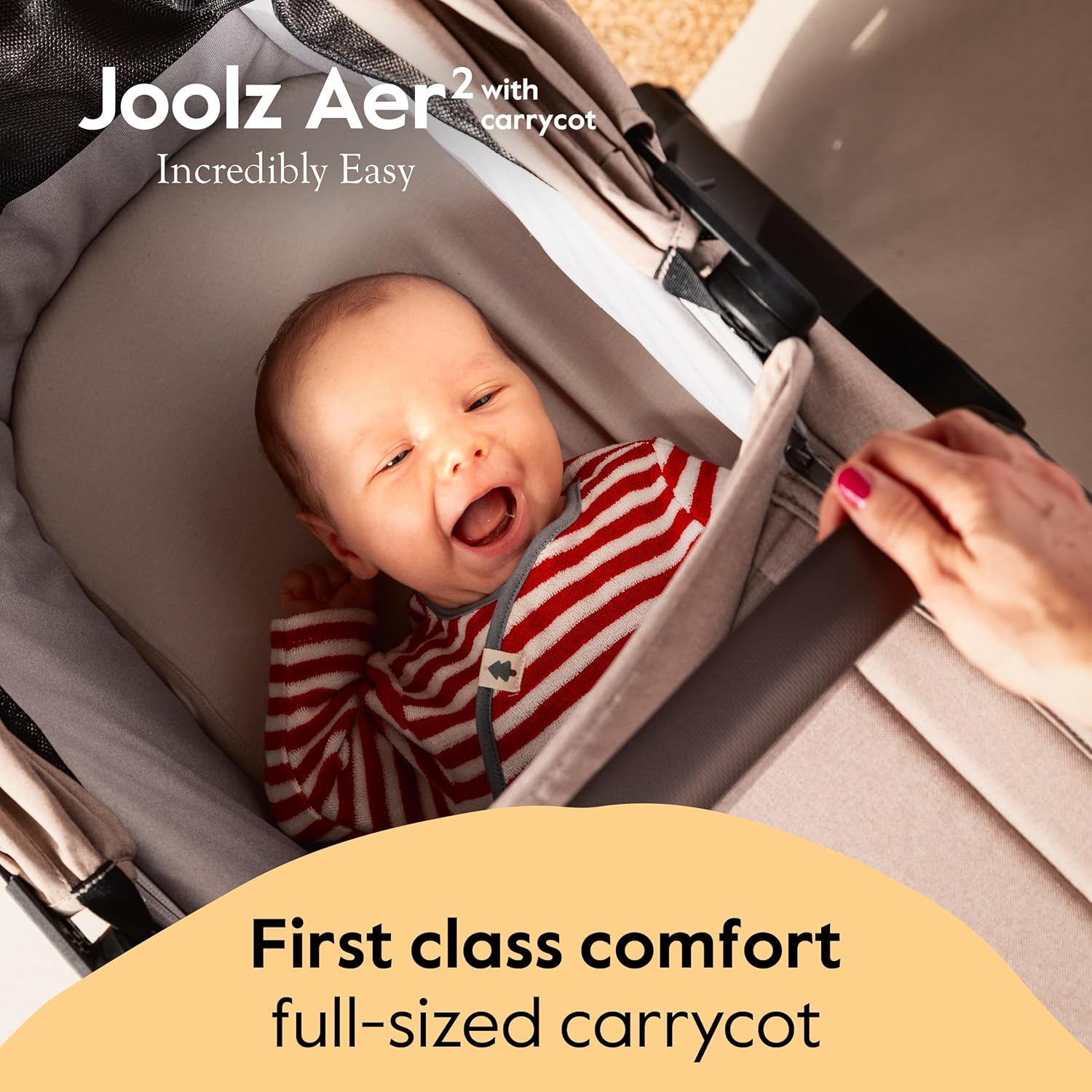 Joolz Aer2 Foldable Bassinet for Baby Stroller – Ultra-Light Bassinet with One-Hand Quick Fold - Soft Mattress - Large UPF 50+ Canopy - Perfect Baby Cot Add-on for Your Aer2 (Dark Navy Blue) image 6 of 6 B0FM8H9FFJ