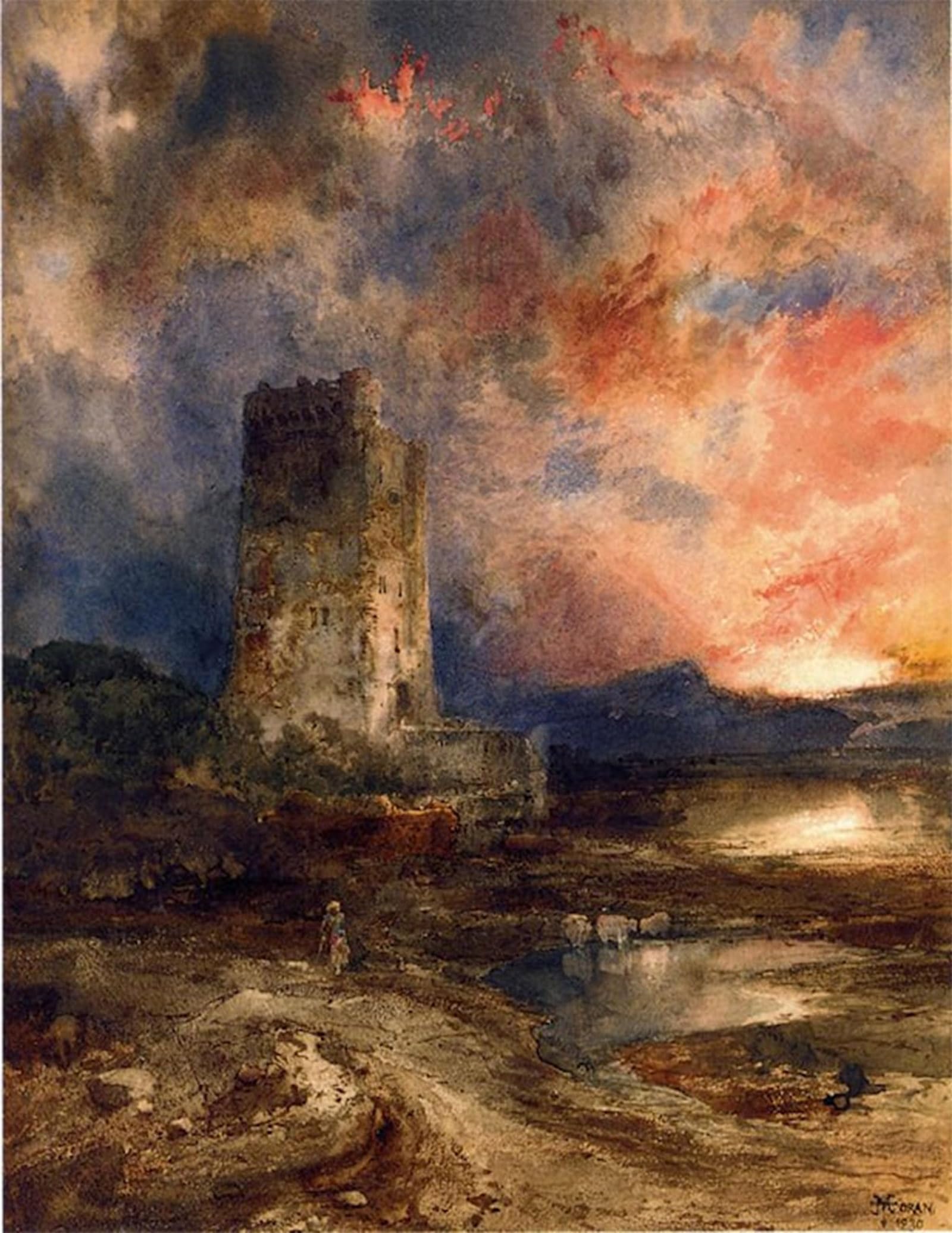 POSTERIIk Vintage Print Pop Art Landscape Artwork Sunset on the Moor by Thomas Moran Art Prints for Office Home Decor 60x90cm