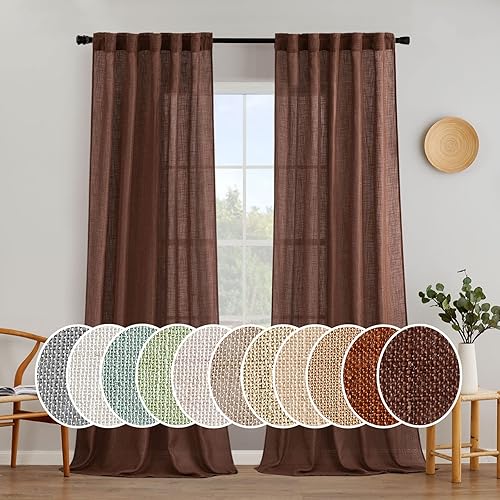 Vista 18 de MIULEE - Cortinas semitraslúcidas suaves y gruesas, textura de lino para dormitorio y sala de estar, para Navidad, con trabilla trasera y jareta, 84