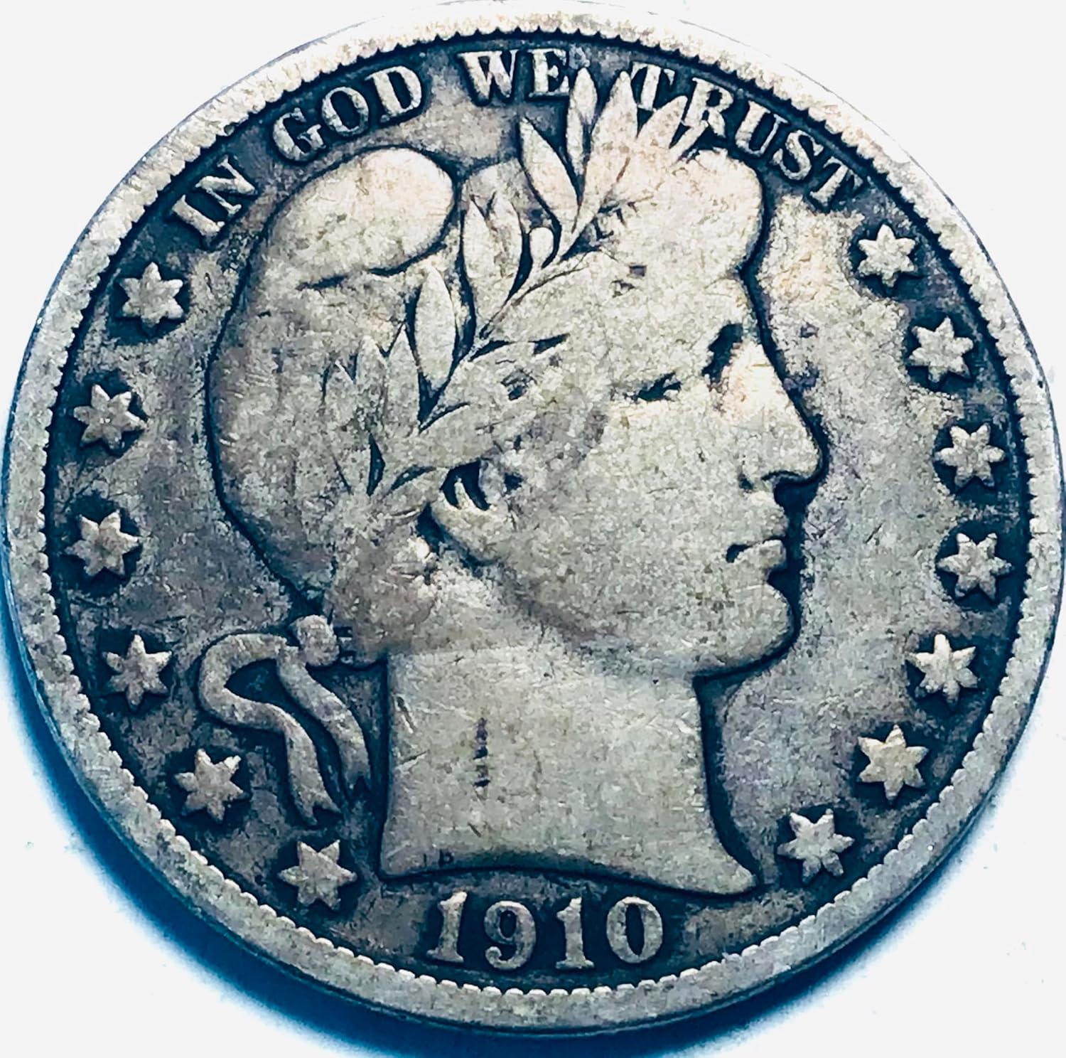 1910 S Barber Silver Half Dollar Seller Fine