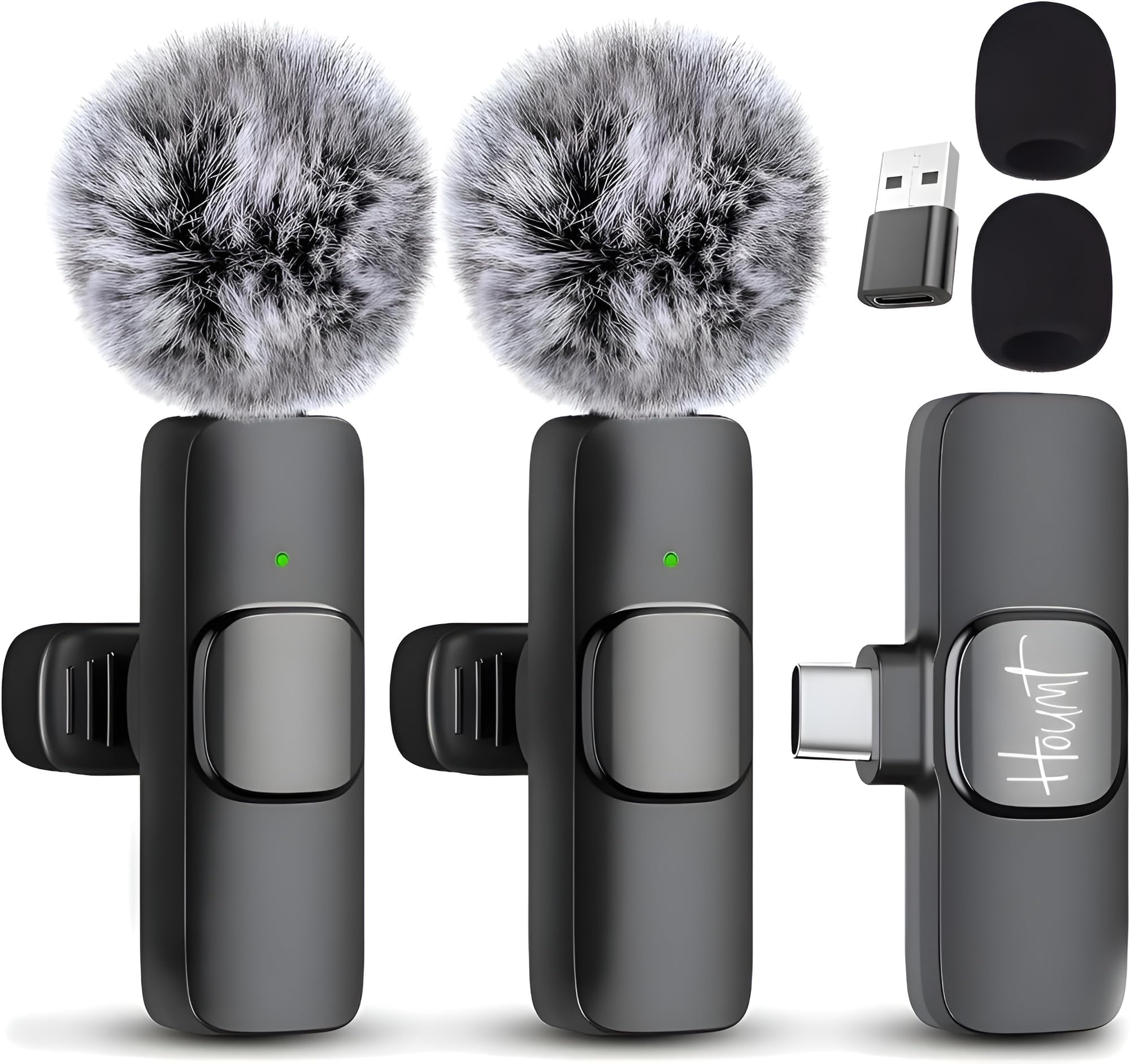 Wireless Microphone for iPhone 16 and Android - Compatible with Samsung s24 & iPhone 15 Series - Wireless Lavalier Microphone for Android - USB C Microphone for Video Recording Vlogging (2 in 1)