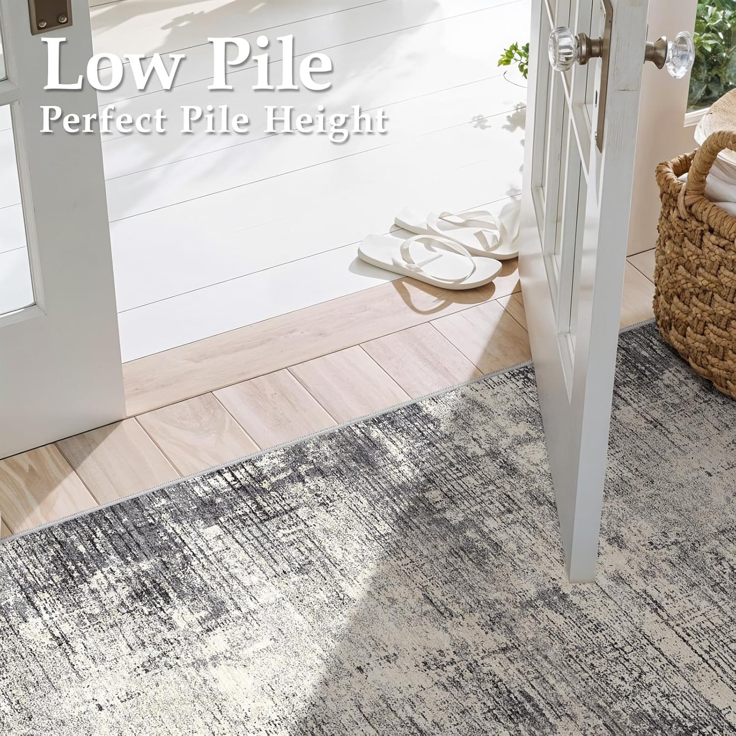 3x14 Hallway Washable Runner Rug - Non-Slip Kitchen Rugs with Rubber Backing Abstract Neutral Low-Pile Carpet Runners for Laundry Room Home Decor Bedroom Bathroom Entryway (Gray Beige,3x14)