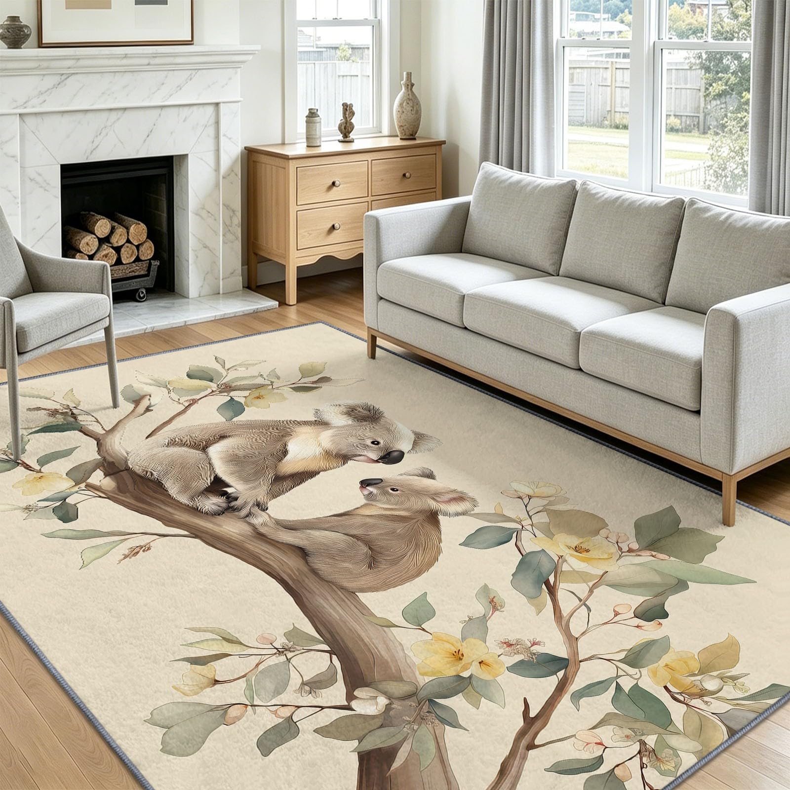 Alfombra Koala Madre Niño AST 120 x 170 cm Dormitorio Alfombras Animales Dibujos Animales Suave Alfombra Cocina Antideslizante Alfombras Lavables para Salón Comedor Entrada Interior